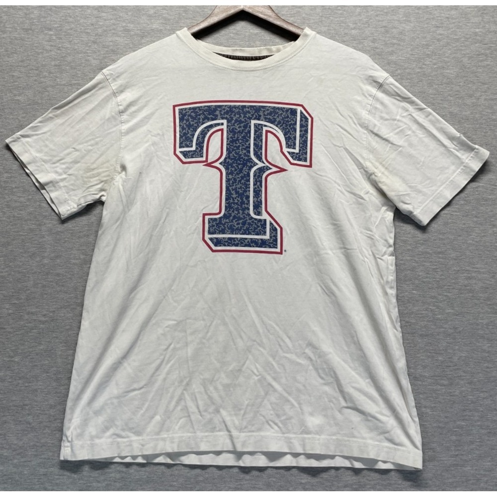 Texas Rangers T Shirt Mens XL White New Era MLB Baseball Sports Athleisure